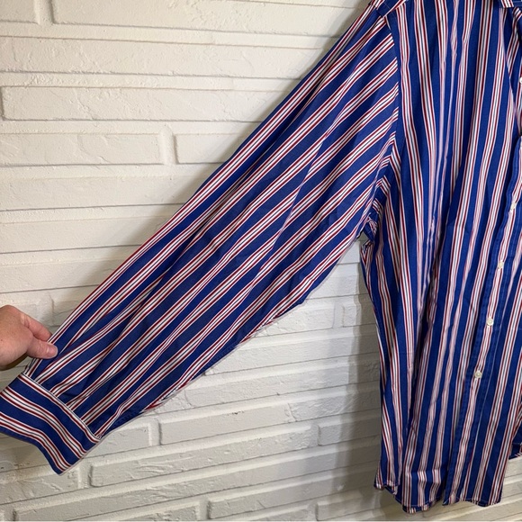 Polo Ralph Lauren Blue Striped Cotton Long Sleeve  Button Up, Men’s Size XL - Picture 4 of 8